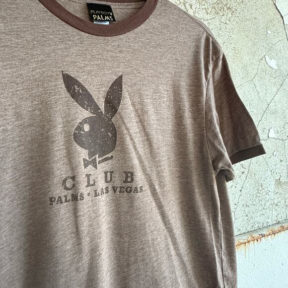 Playboy T Shirt Palms Playboy Club Las Vegas Tee Mens XXL Brown Bunny Y2K Ringer - Picture 2 of 6